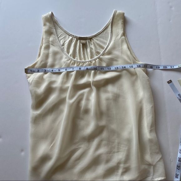 Banana Republic Tank Top with Leather Trim Detail, Cream, M (y98) - Picture 5 of 7